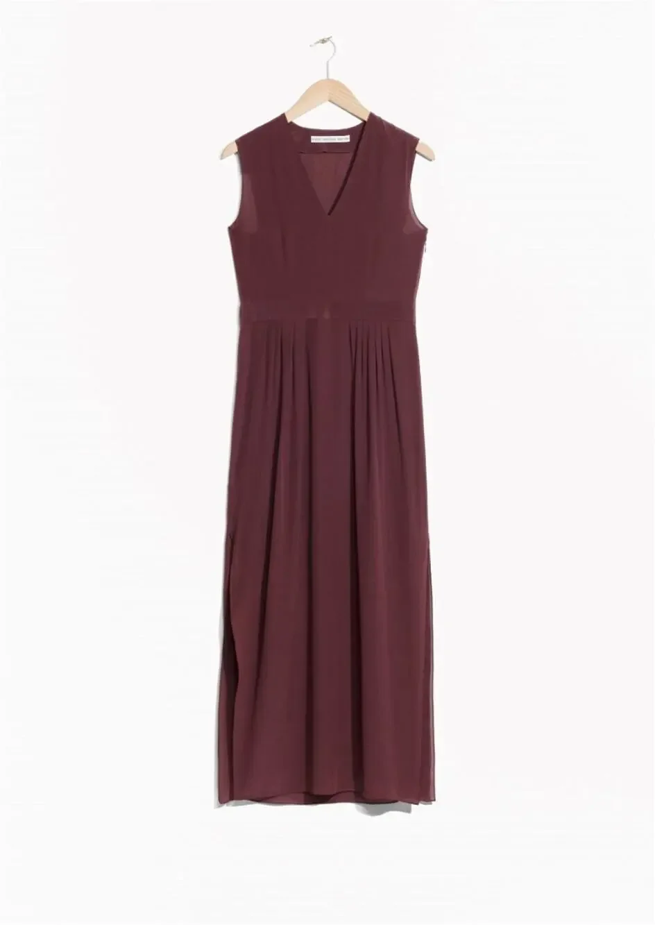 & Other Stories 100% Silk Burgandy Maxi Dress Sz 8 Wedding Guest Formal